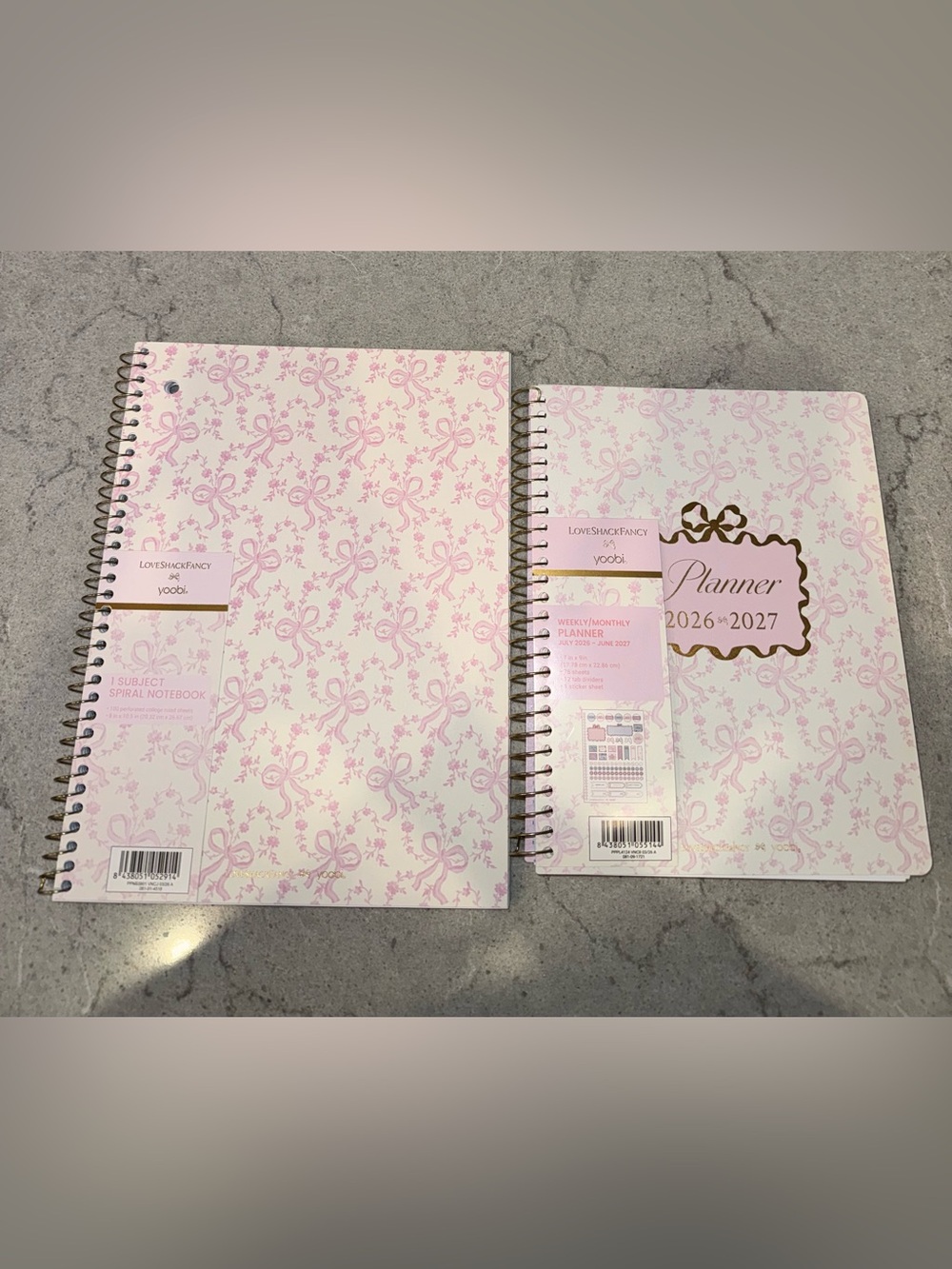LoveShackFancy x Yoobi Pink Bow Spiral Notebook